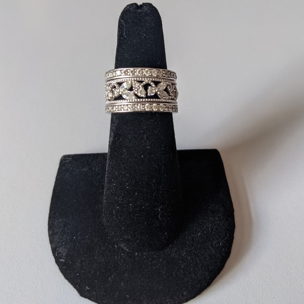 Diamonique Platinum clad Sterling Silver ring set